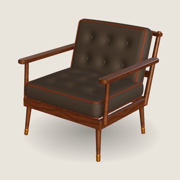 The same chair under warm evening lamps