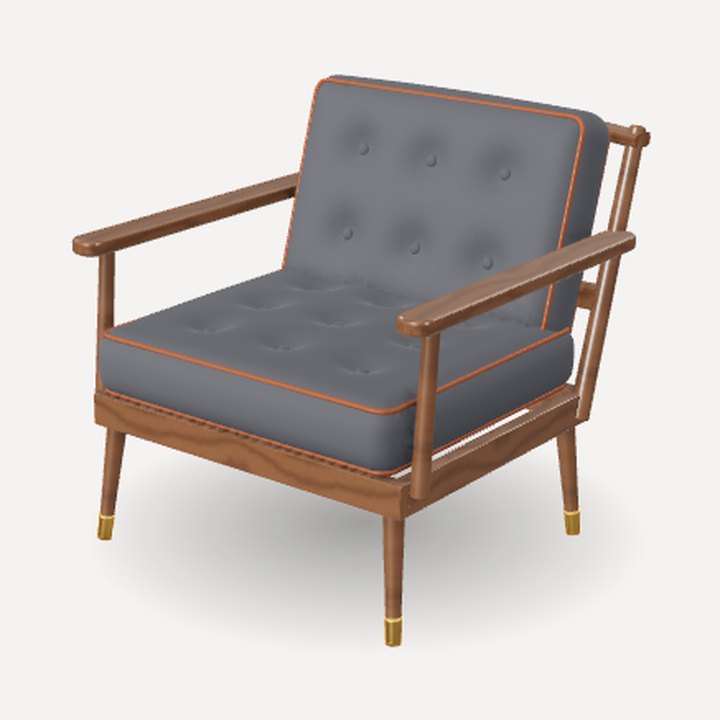 Halden chair in walnut and charcoal wool under studio light